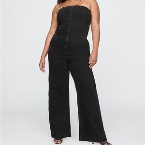 NWT GAP Tall - Extra Long Black Denim Strapless Jumpsuit
